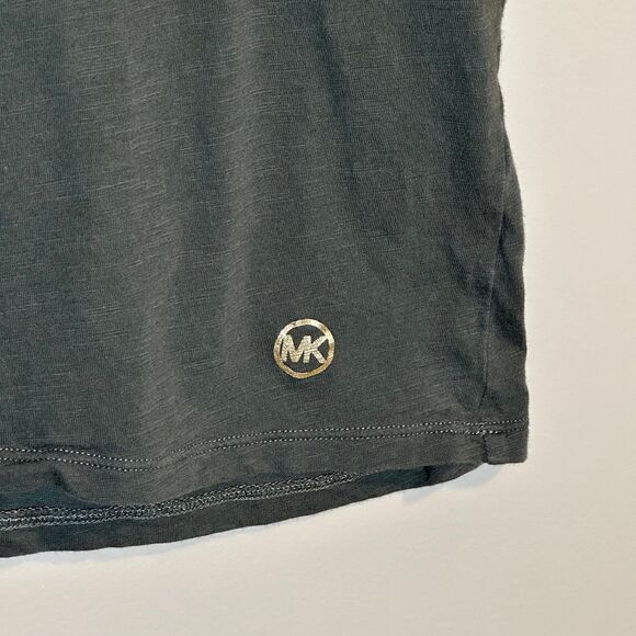 Women's Michael Kors Army Green Tie Sleeve Crewneck Tshirt Size Large? - Picture 3 of 5